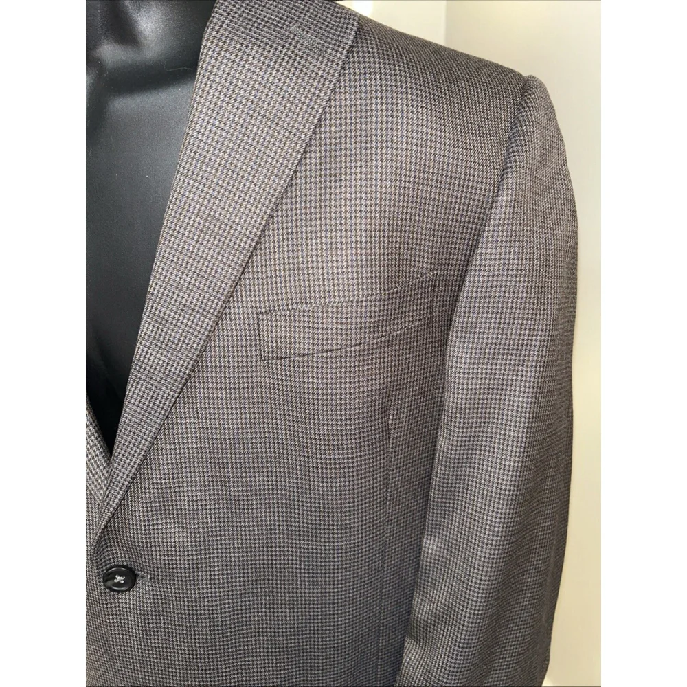 Joseph Feiss 44S Executive Fit Brown Houndstooth Tweed Two Button Jacket